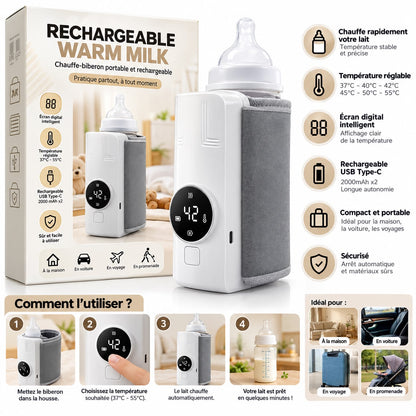 Chauffe-biberon portable rechargeable